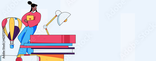 Education learning people flat vector concept hand drawn illustration
