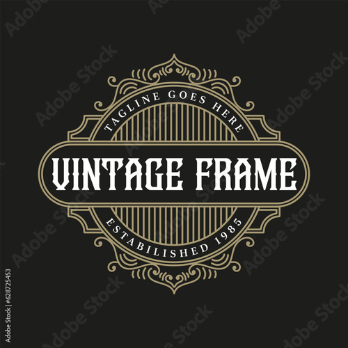 Vintage Retro Ornament Border Frame Royal Badge Emblem Stamp Label Logo Design Vector Vintage frame logo, Antique labels
