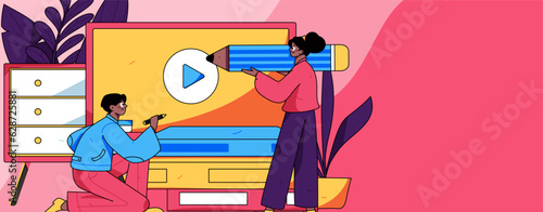 Education learning people flat vector concept hand drawn illustration
