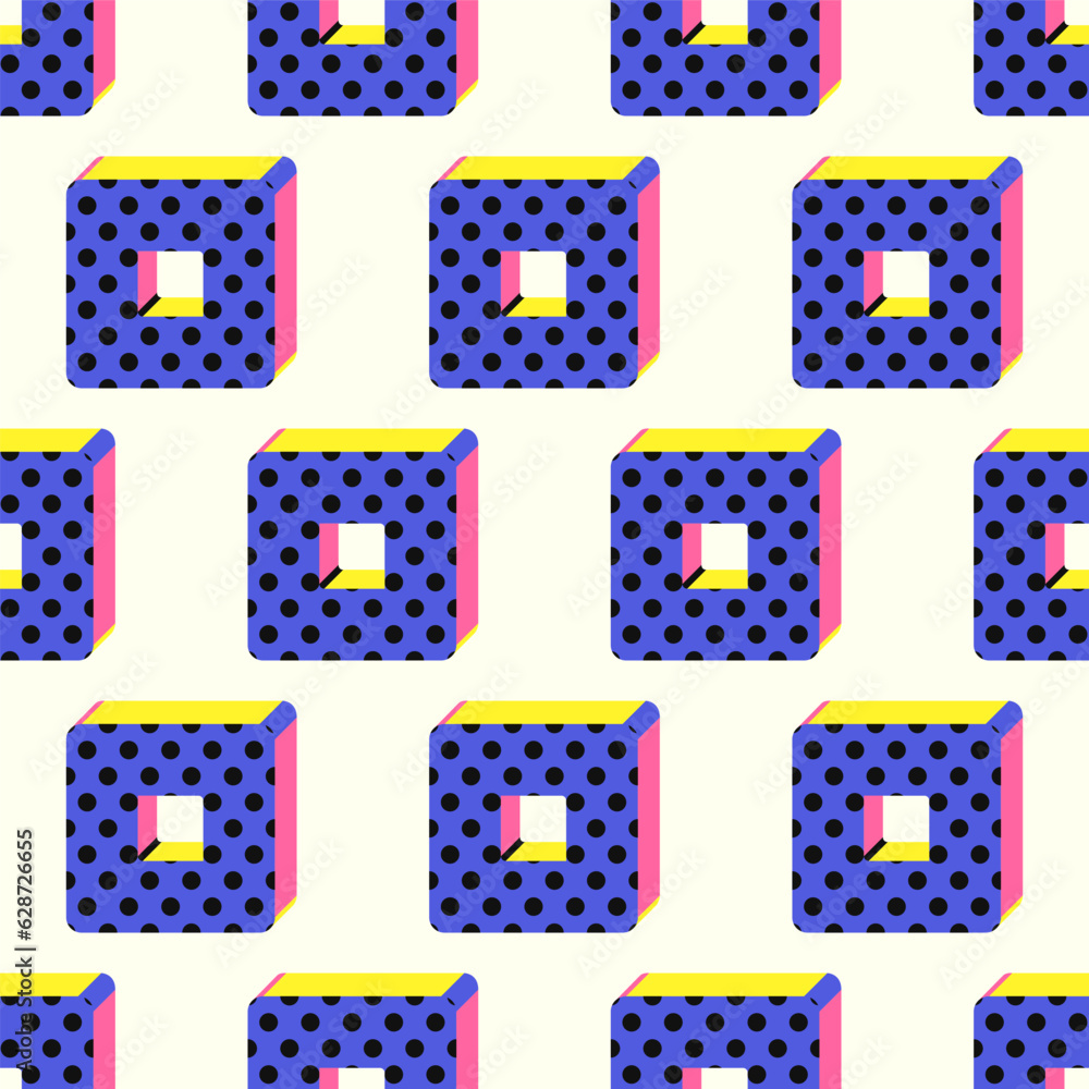 Obraz premium vector four color 3D square loop seamless pattern on white