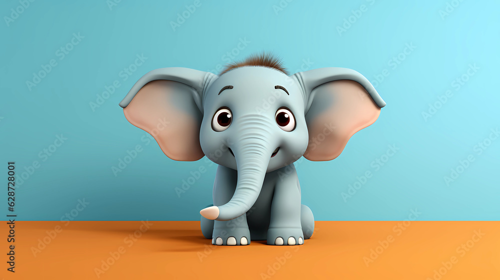 Elephant 3D cute simple background