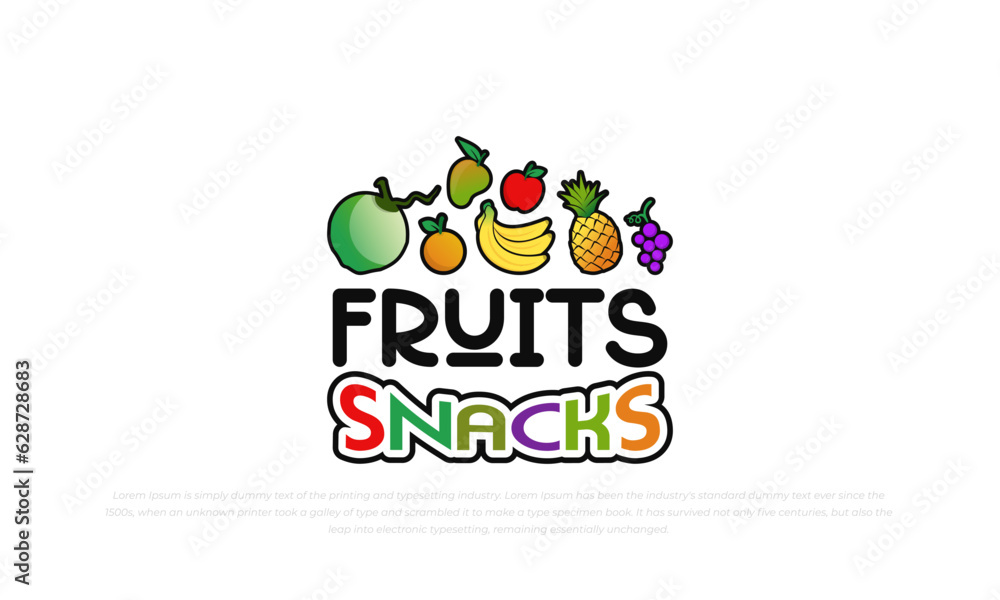 fruits snacks logo in colorful style fruits snacks logo in colorful style
