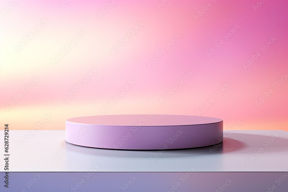 pastel color platform display for show product on white space ...
