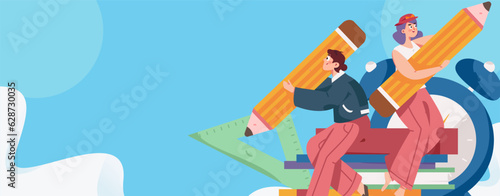 Education learning people flat vector concept hand drawn illustration
