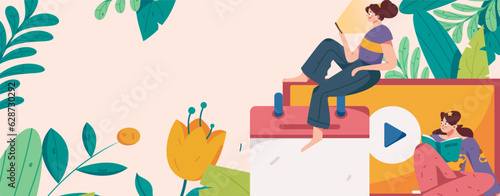 Education learning people flat vector concept hand drawn illustration
