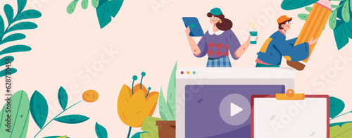 Education learning people flat vector concept hand drawn illustration
