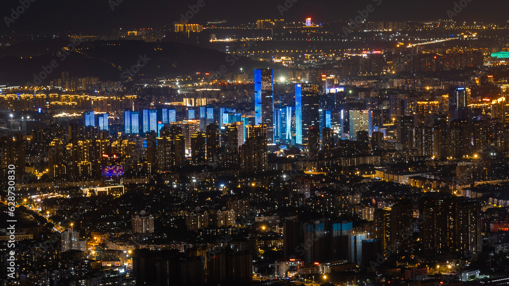city of night, city night view, Fuzhou China