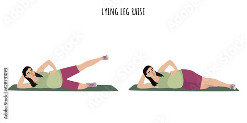 Asian pregnant woman doing lying leg raise