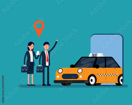 Find taxi online. Online car sharing concept, Mobile city transportation