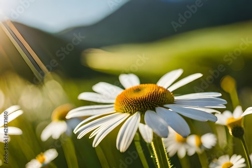 daisy on a green background and generated AI