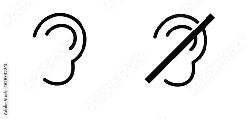 icon ear black outline for web site design 
and mobile dark mode apps 
Vector illustration on a white background