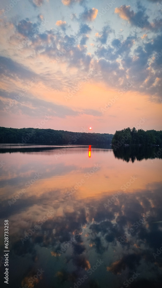 sunset over the lake sunset over the lake
