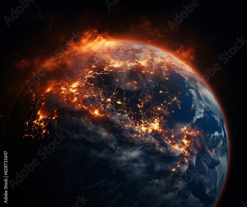 Global Crisis: Earth Engulfed in Astral Flames, generative ai