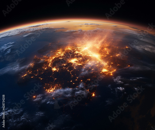 A Firestorm Planet: Satellite's Gaze from Outer Space, Generative AI