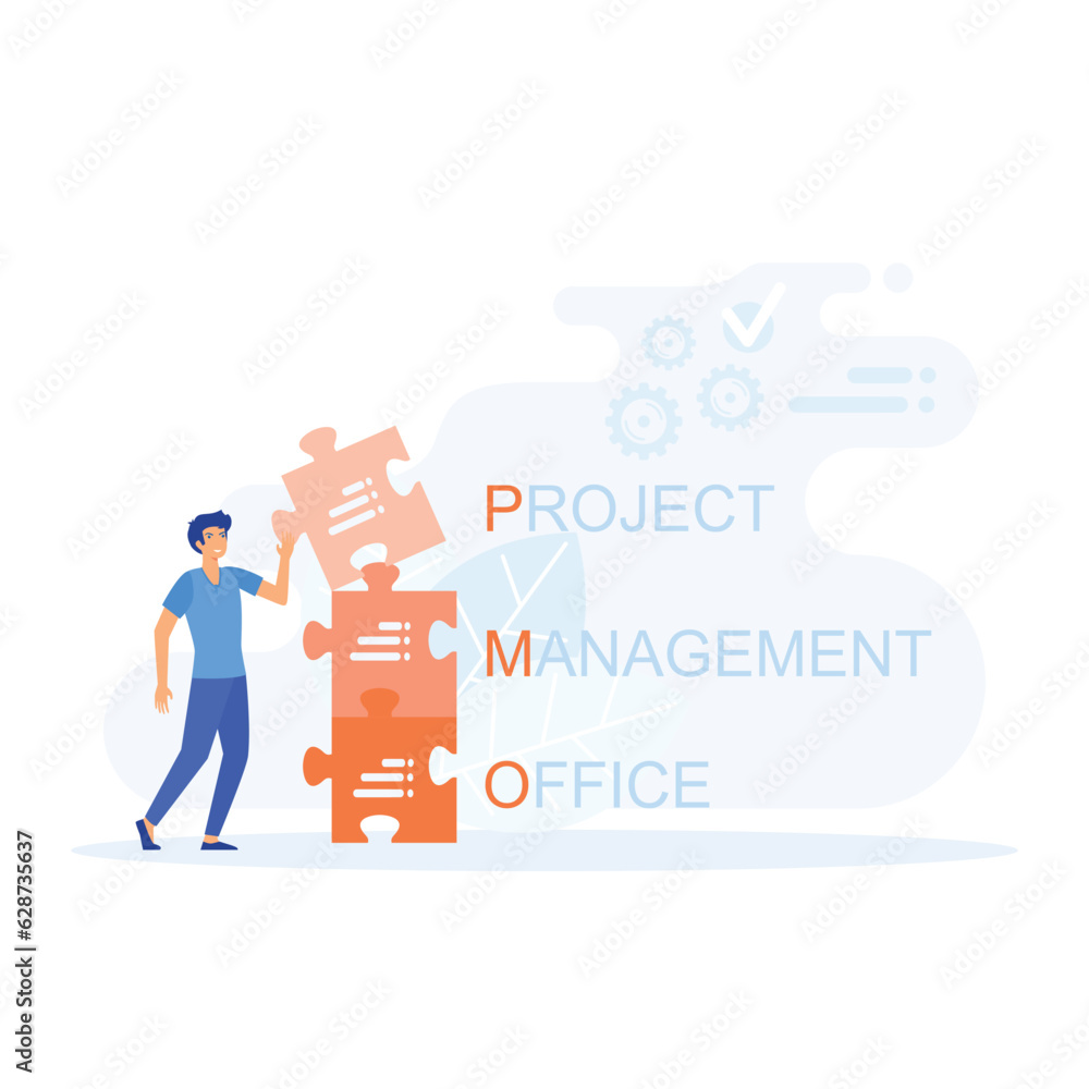 business concept, Project Management Office acronym, flat vector modern illustration business concept, Project Management Office acronym, flat vector modern illustration
