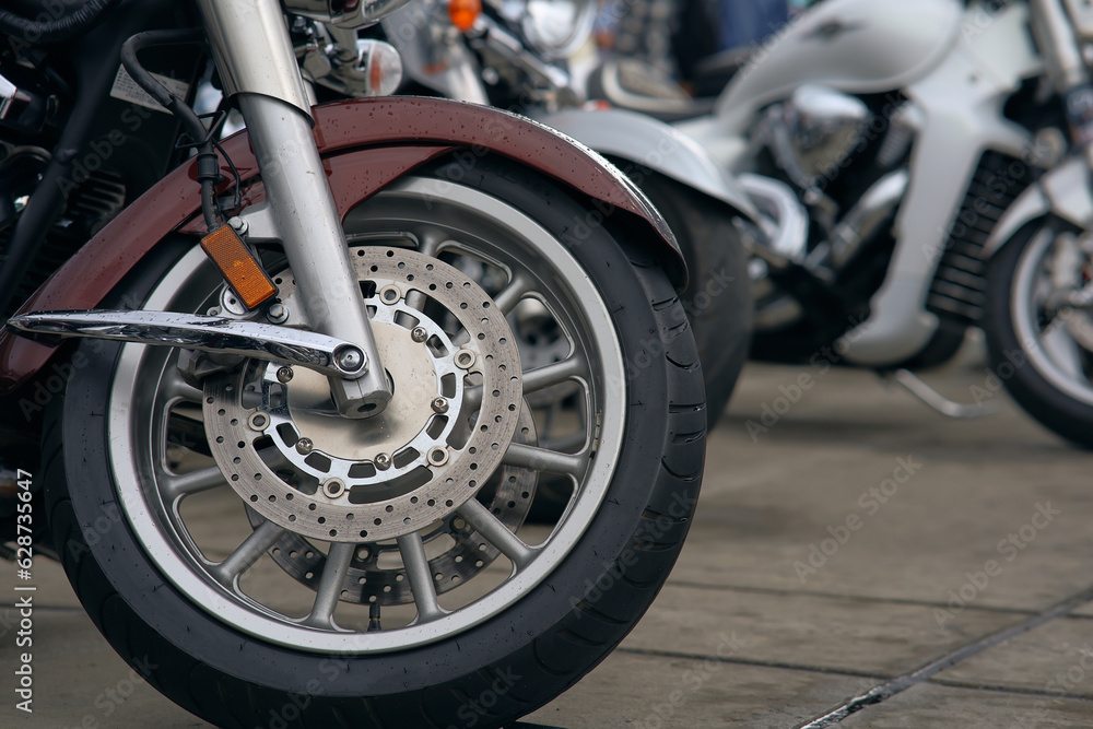 Obraz premium A close-up of the most interesting details and attributes of motorcycles.