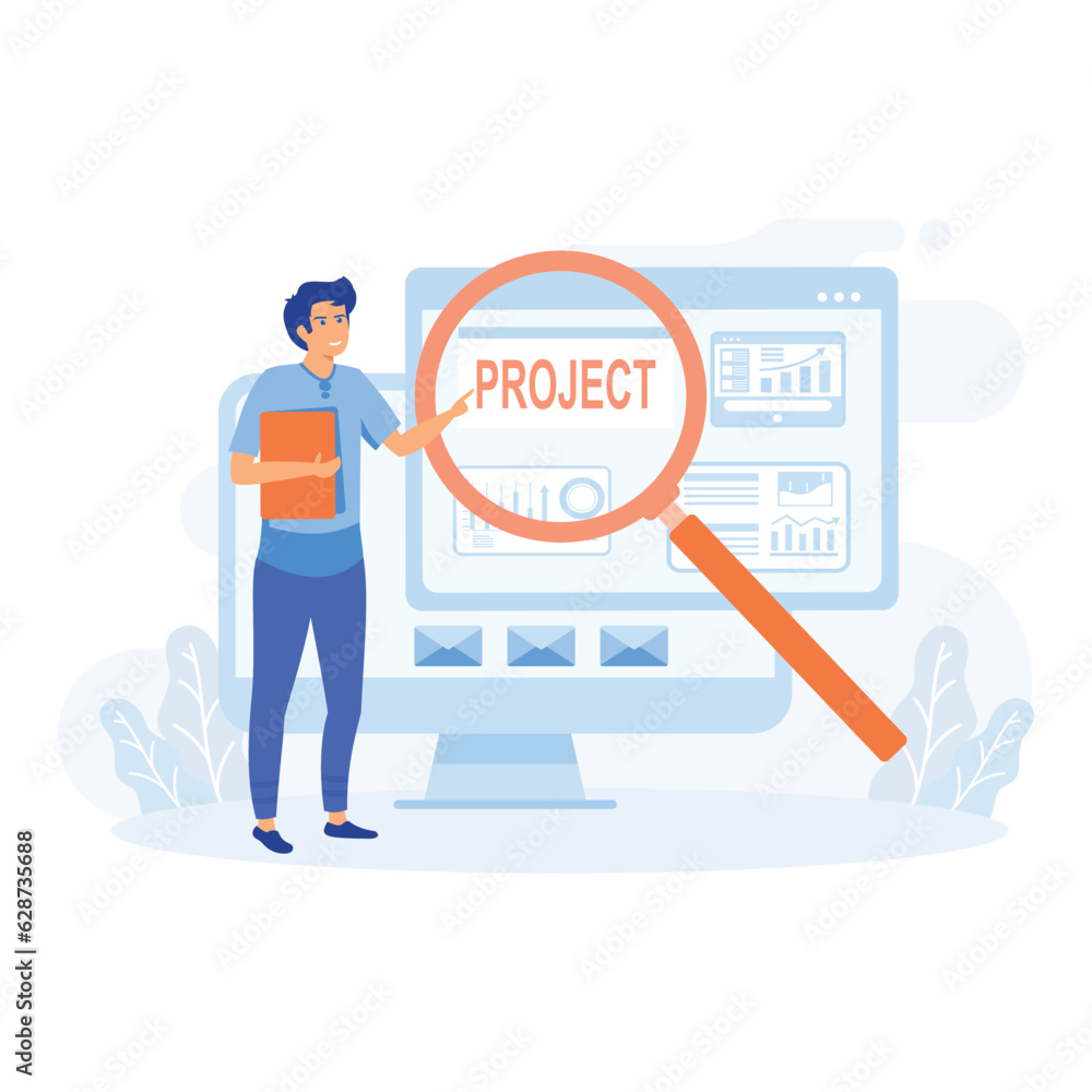 Project tracking concept, development and scheduling. Task completion or progression monitoring, flat vector modern illustration   