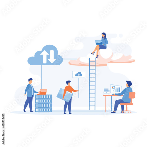 business technology storage cloud computing service concept  flat vector modern illustration