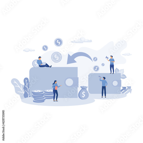 financial transactions, money transfer, banking.  flat vector modern illustration