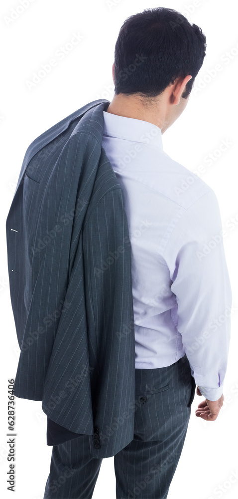 Digital png photo of back view of asian businessman standing on transparent background Digital png photo of back view of asian businessman standing on transparent background