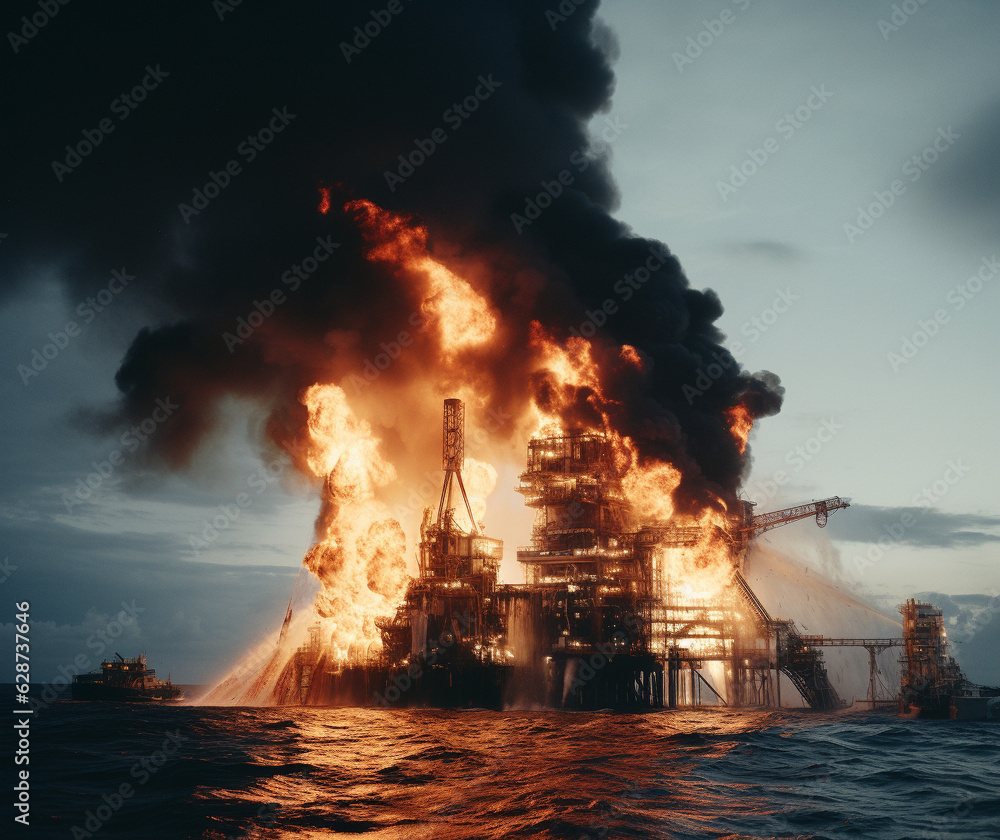Inferno on the Ocean: Offshore Oil Rig Ignites, Generative AI Inferno on the Ocean: Offshore Oil Rig Ignites, Generative AI