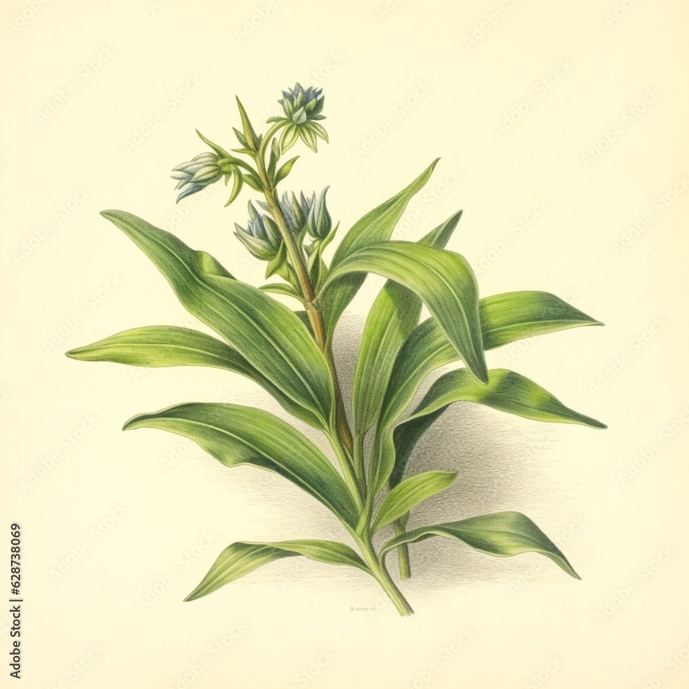 A botanical illustration of a plant community. generative ai.
