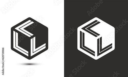 L letter logo design with illustrator cube logo, vector logo modern alphabet font overlap style. Premium Business logo icon. White color on black background photo