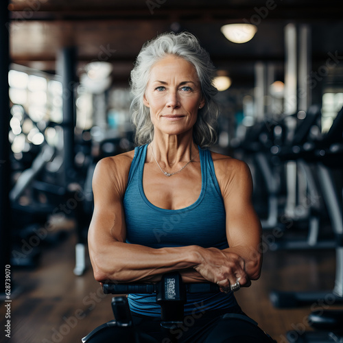 mature woman at gym Image generative AI