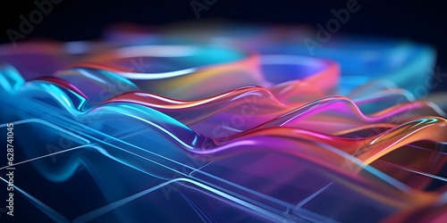 abstract neon background. Colorful glowing lines. Digital data transfer. Futuristic wallpaper. Generative AI