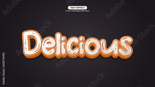 Delicious 3D Text Effect with Orange Color Style. For Food Promotion Headline