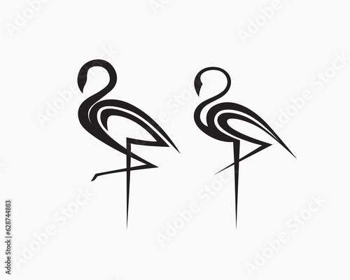 abstract stand flamingo logo symbol design template illustration inspiration