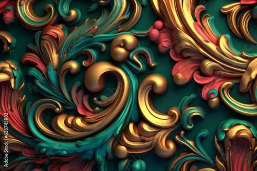 3D Render Intricate Baroque Unique Texture Background