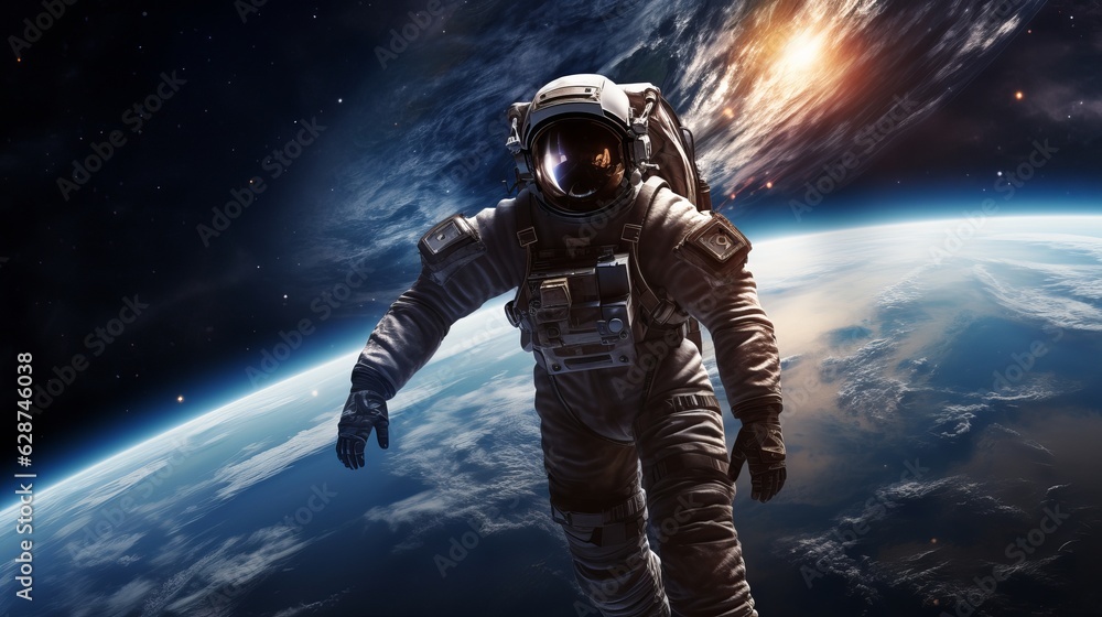 astronaut in space with a planet, generative ai