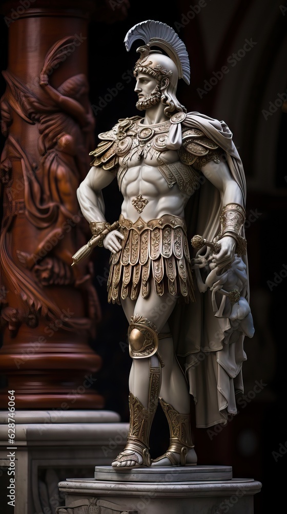 An imposing Roman statue, a vestige of ancient art and architecture. Generative AI