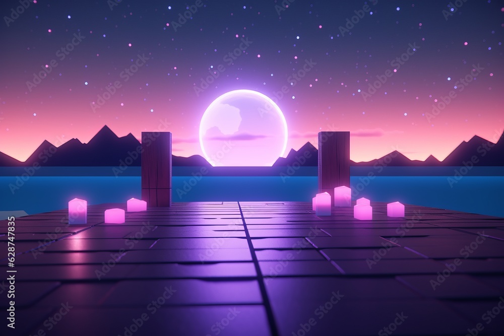 3D Render of a Glimmering Midnight Summer Background 3D Render of a Glimmering Midnight Summer Background