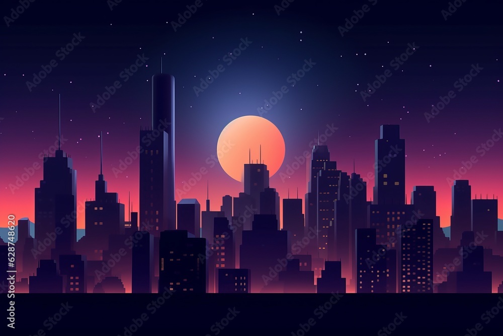 3D Render of a Neon Night Cityscape