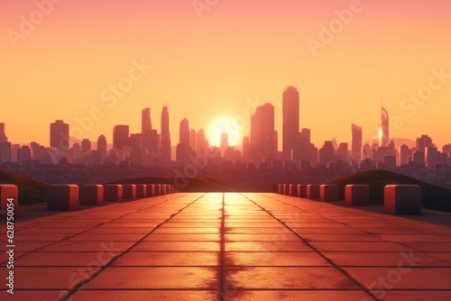 3D Render of a Summer Sunset Cityscape