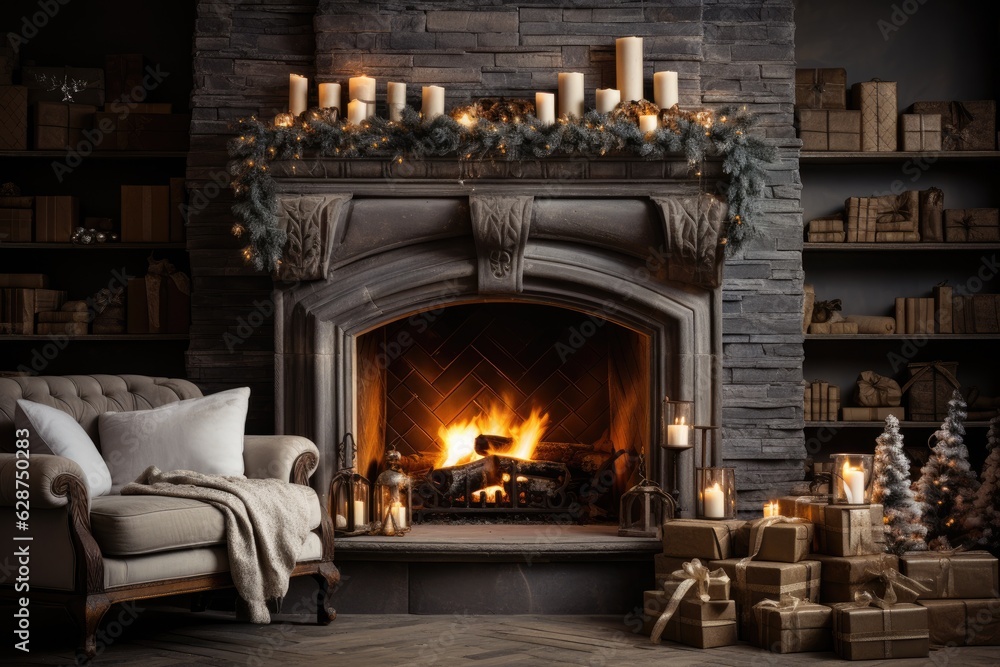 Christmas decoration at home. Generative AI Christmas decoration at home. Generative AI