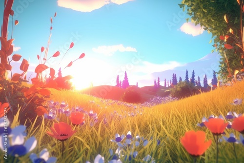 3D Render of a Summer Themed Background Landscape © AberrantRealities