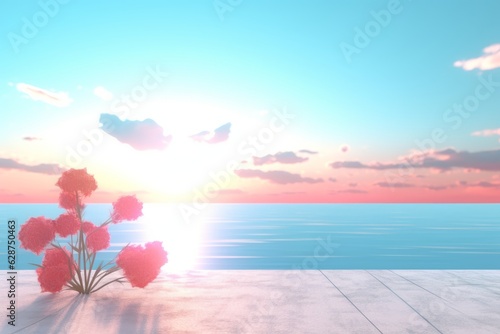 3D Render of a Summer Themed Background Landscape