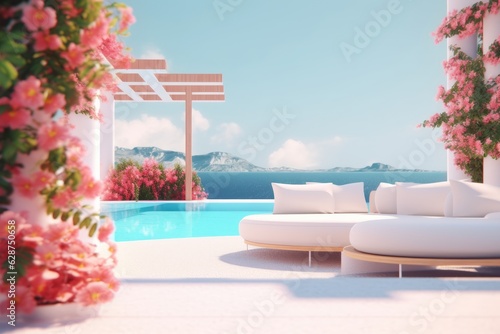 3D Render of a Summer Themed Background Landscape