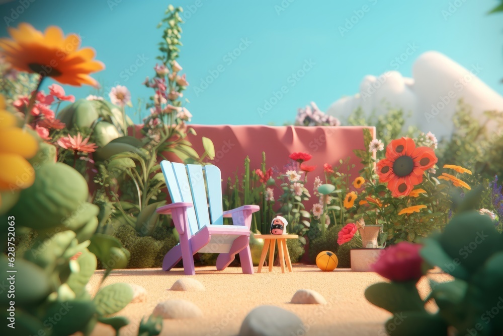 3D Render Summer Themed Backdrop