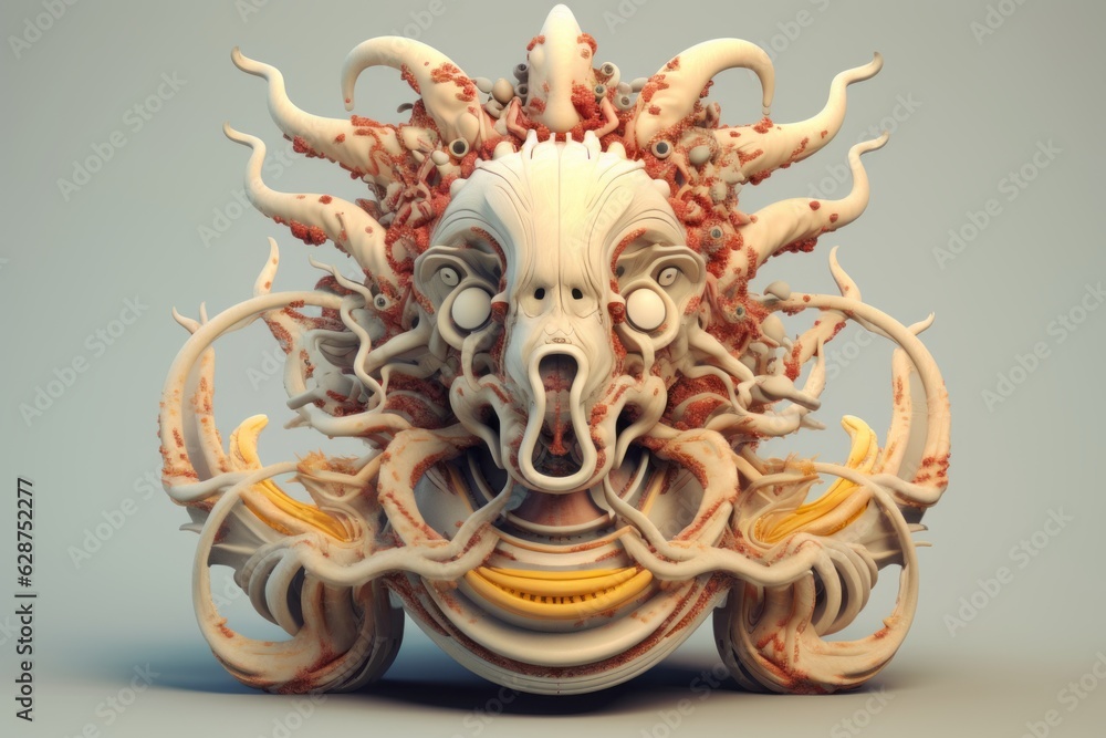 3D Render Surreal Abstract Nature and Geometry Fusion Sculpture 3D Render Surreal Abstract Nature and Geometry Fusion Sculpture