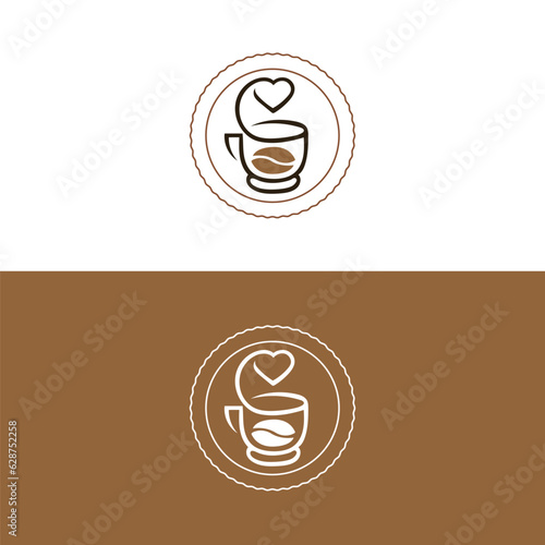 Coffee cup logo - vector illustration,Simple vector coffee icon,silhouette of cup coffee lover,hot coffe logo,Coffee cup and heart shapes,coffee lovers logo with cup concept