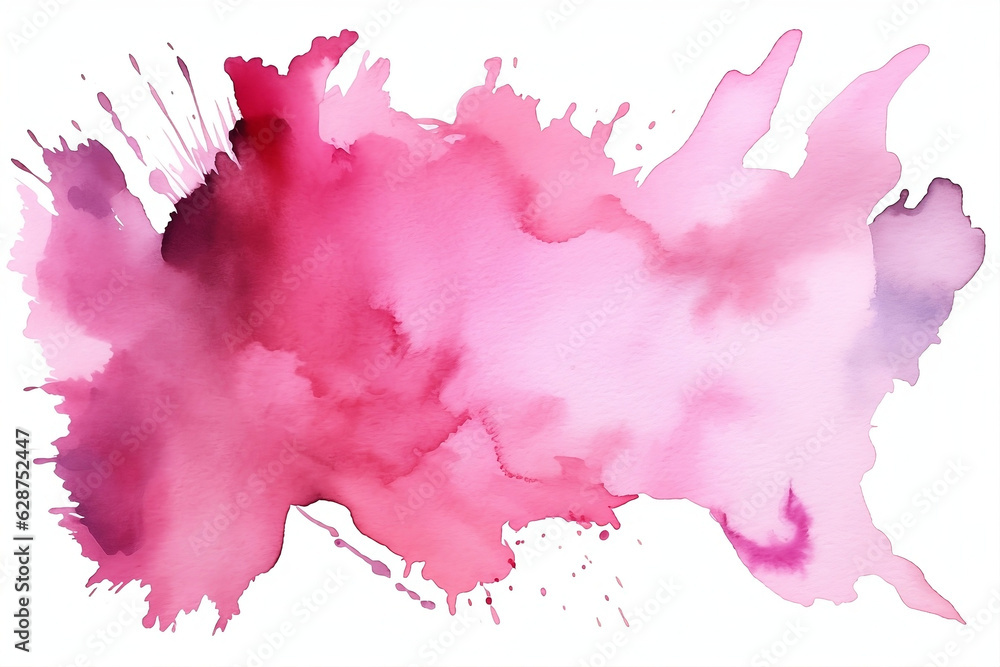 Pink abstract watercolor background created with Generative AI technology. Pink stains in watercolor style