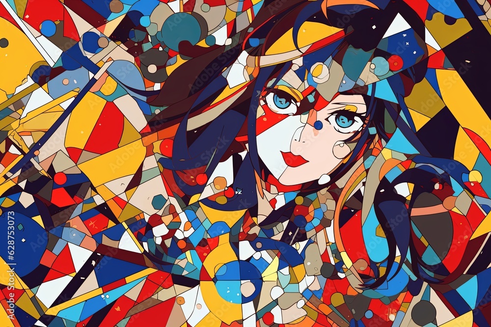 Anime Themed Retro Remixed Abstract Hybrid Background Design