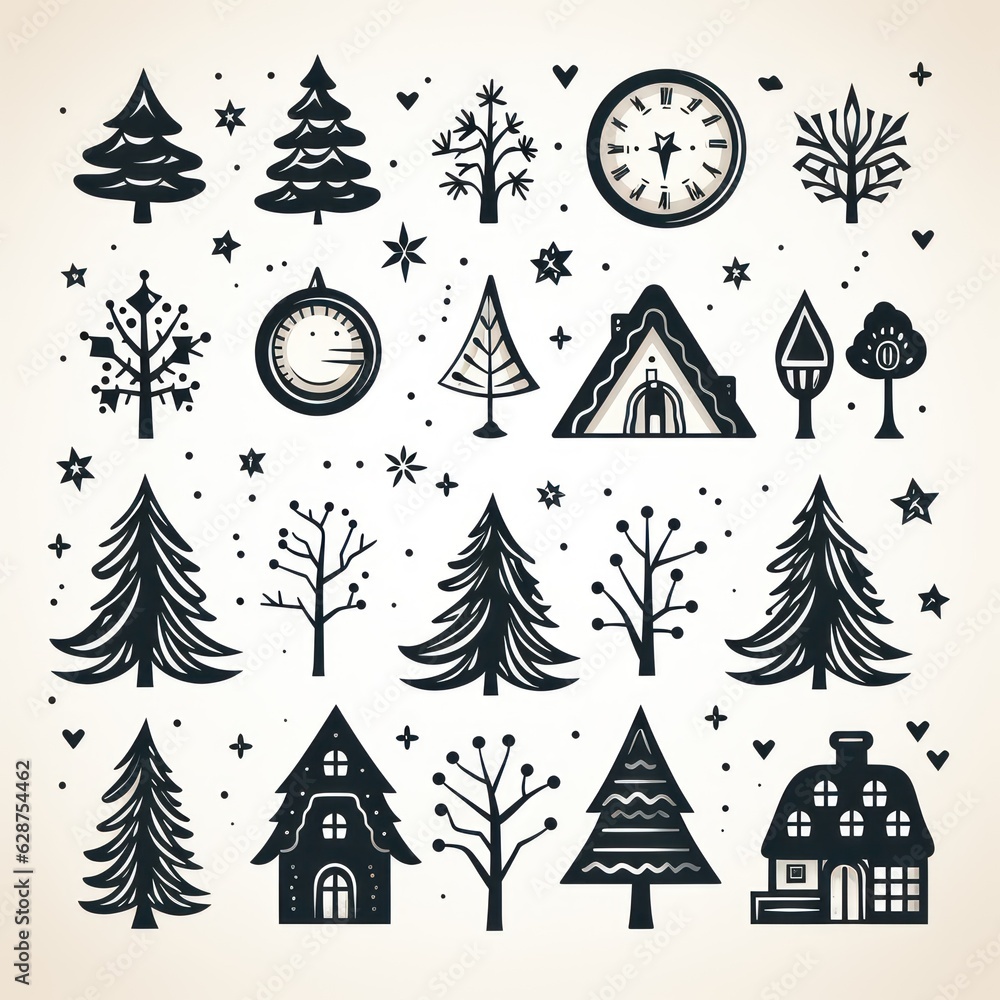 Obraz premium Winter's Whimsical Snowflake Doodles A Vector Image Celebrating Love