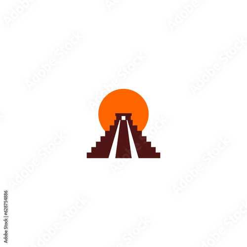 Aztec pyramid icon. Ancient pyramids logo isolated on white background