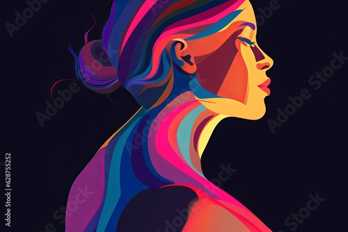 Bold Sleek Graphical Minimalist Female Profile Design