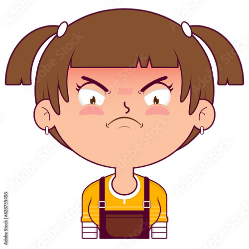 girl angry face cartoon cute